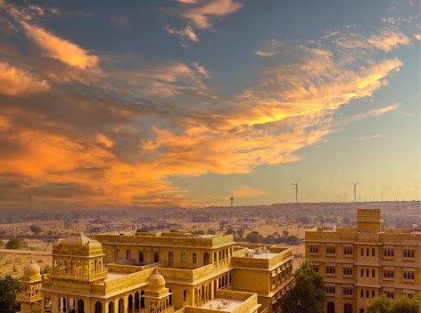 Sunset sky over Jaisalmer rooftops